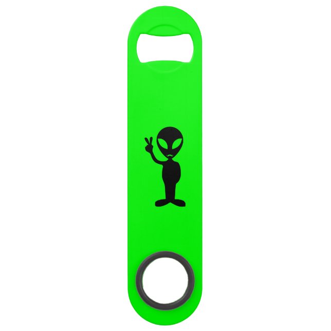 Hipster Moustache Alien Speed Bottle Opener (Front)