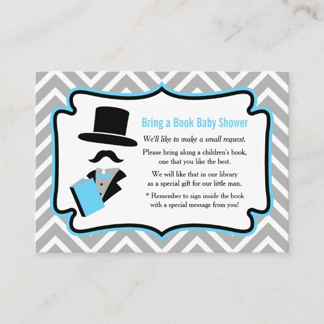 Hipster Moustache Boy Baby Shower Book Request Enclosure Card (Front)