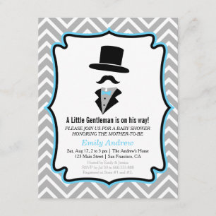 Hipster Moustache Little Man Baby Boy Shower Invitation