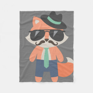 Hipster Moustache Mr Cool Fox Baby Fleece Blanket