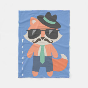 Hipster Mr Cool Fox Baby Boy Fleece Blanket