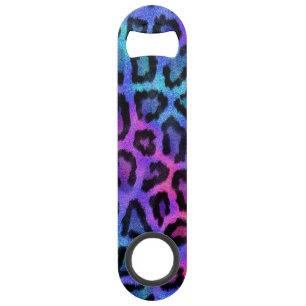 Hipster Neon Pink Teal Leopard Animal Print Speed Bottle Opener