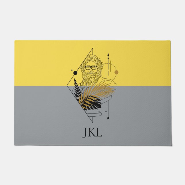 Hipster Olympic God Colorblock Monogram Doormat (Front)
