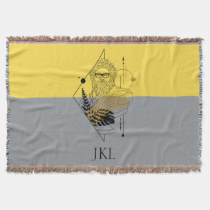 Hipster Olympic God Colorblock Monogram Throw Blanket
