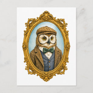 Hipster Owl Portrait Postcard