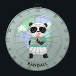 Hipster Panda Bear with Any Name Dartboard<br><div class="desc">A personalized dart board featuring a hipster panda eating an ice cream cone. Edit the sample name shown with your desired name or other text.</div>