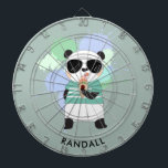 Hipster Panda Bear with Any Name Dartboard<br><div class="desc">A personalized dart board featuring a hipster panda eating an ice cream cone. Edit the sample name shown with your desired name or other text.</div>