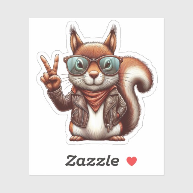 Hipster Peace Sign Squirrel (Sheet)