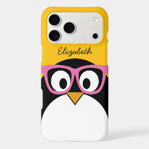 Hipster Penguin - Cute Cartoon Yellow Pink