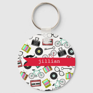 Hipster Personalized Keychain