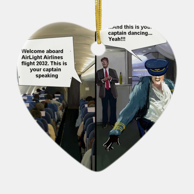 Hipster Pilot Funny Ceramic Ornament (Front)