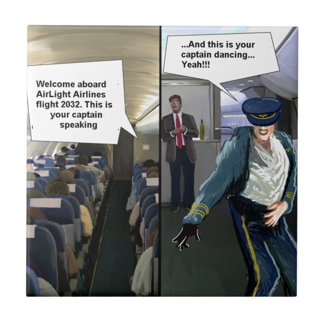 Hipster Pilot Funny Tile (Front)