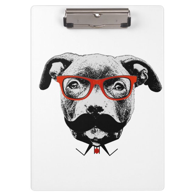 Hipster Pit Bull Terrier Clipboard (Front)