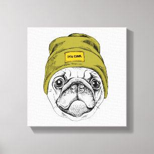 Hipster Pug   It's Cool Canvas Print