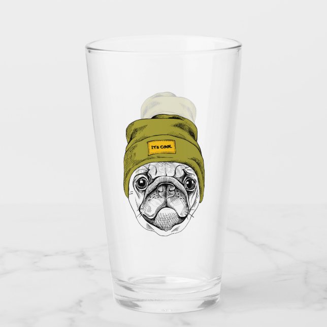 Hipster Pug | It's Cool Glass (Front)