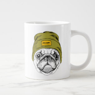 Hipster Pug   It's Cool Large Coffee Mug