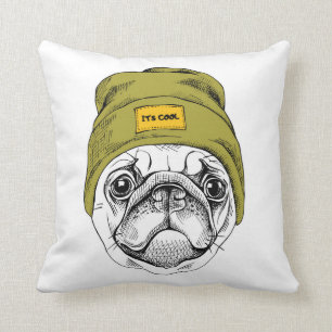 Hipster Pug   It's Cool Throw Pillow
