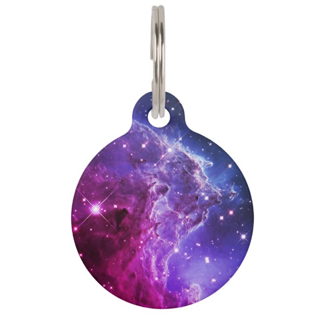 Hipster Purple Ombre Monkey Head Nebula Pet Tag (Front)