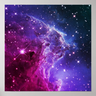Hipster Purple Ombre Monkey Head Nebula Poster