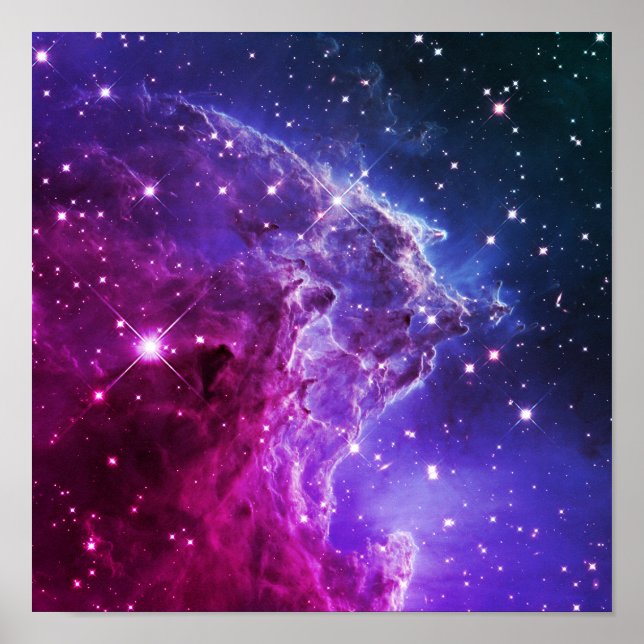 Hipster Purple Ombre Monkey Head Nebula Poster (Front)