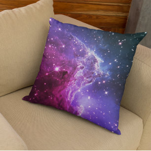 Hipster Purple Ombre Monkey Head Nebula Throw Pillow