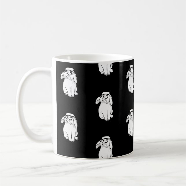 Hipster Rabbit Funny Bunny With Glasses Cute Anima Coffee Mug (Left)