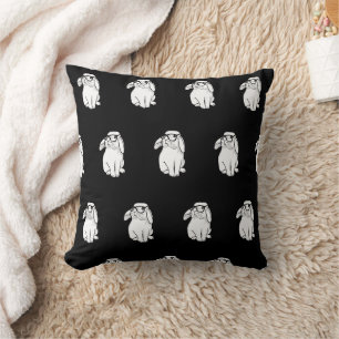 Hipster Rabbit Funny Bunny With Glasses Cute Anima Throw Pillow