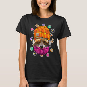 Hipster Raccoon Geek Nerd Glasses Animal Love Peac T-Shirt