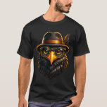Hipster Raven with Hat & Glasses T-Shirt<br><div class="desc">This Hipster Raven T-Shirt brings feathered fashion to a whole new level! Featuring a detailed black raven with a stylish brown fedora, round glasses, and an intellectual stare, this design is perfect for animal lovers, hipsters, and anyone with a taste for quirky cool. Ideal as a conversation starter or a...</div>
