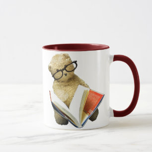Hipster Reading Bear - coffee mug