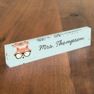 Hipster Red Fox Nameplate