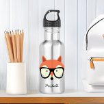 Hipster Red Fox  Stainless Steel Water Bottle<br><div class="desc">Adorable hipster fox illustration personalized design.</div>