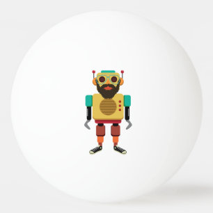 Hipster Retro Robot Ping Pong Ball