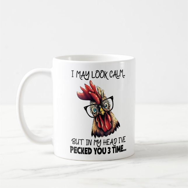 Hipster Rooster Funny Saying Coffee Mug (Left)