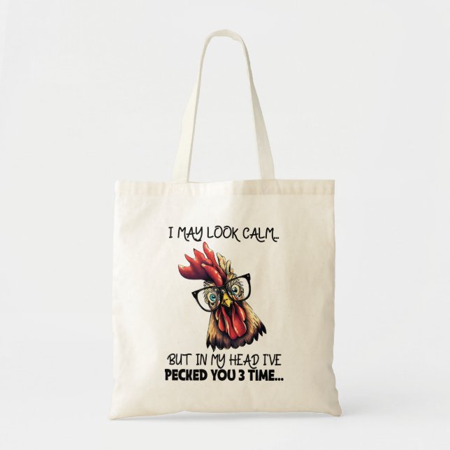 Hipster Rooster Funny Saying Tote Bag (Front)