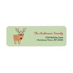 Hipster Rudolph Reindeer Christmas Address Label