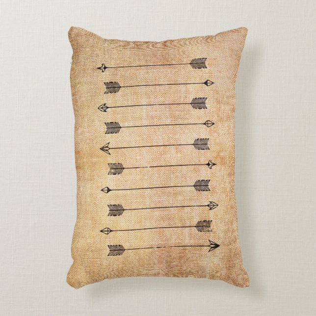 Hipster rustic linen arrows accent pillow (Front(Vertical))