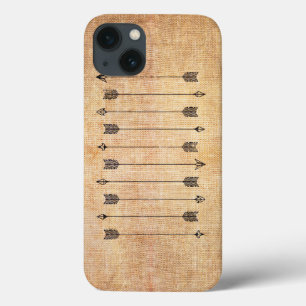 Hipster rustic linen arrows iPhone 13 case