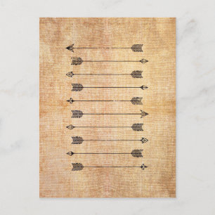 Hipster rustic linen arrows postcard