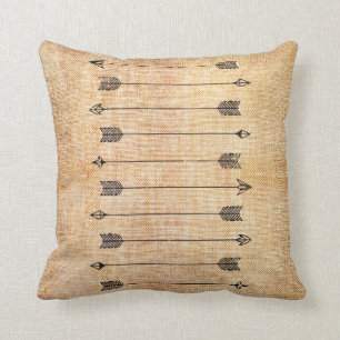 Hipster rustic linen arrows throw pillow