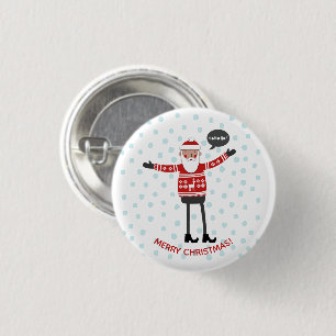Hipster Santa 1 Inch Round Button