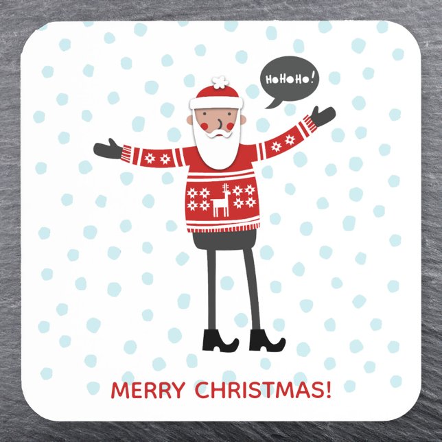 Hipster Santa Coaster (Fun Hipster Santa coaster with custom Merry Christmaws text)