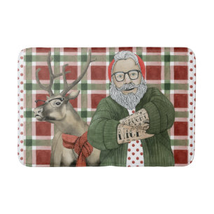 Hipster Santa Collection Bath Mat