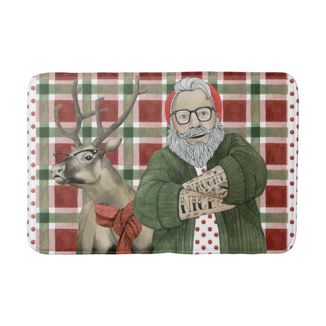 Hipster Santa Collection Bath Mat (Front)