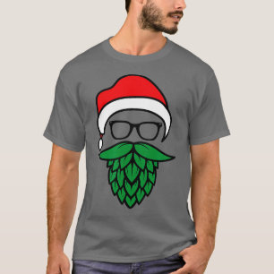 Hipster Santa Hops Beard Christmas for Beer Lovers T-Shirt