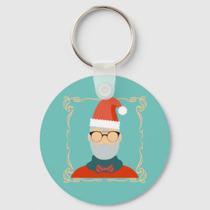 Hipster Santa Keychain
