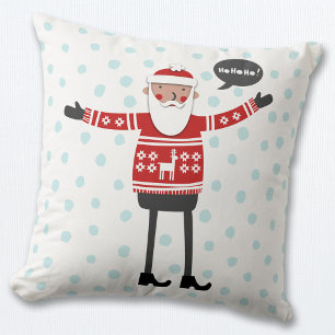 Hipster Santa Throw Pillow