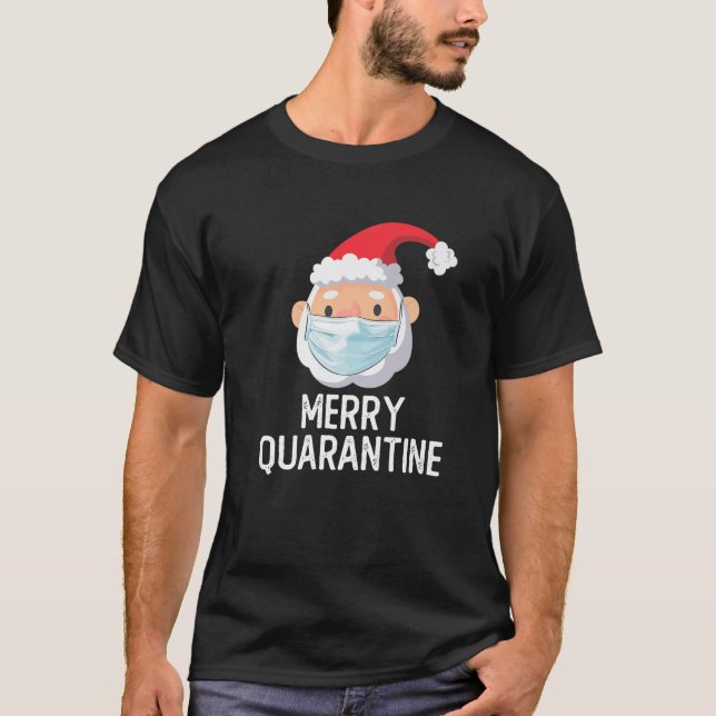 Hipster Santa Wearing Face Mask 2020 Ugly Merry Qu T-Shirt (Front)