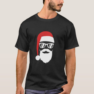 Hipster Santa with beard and sunglasses Christmas  T-Shirt