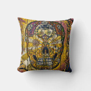 Hipster SKULL bones sugar skulls Throw Pillow